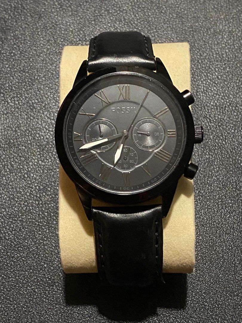 Flynn midsize chronograph black leather watch online