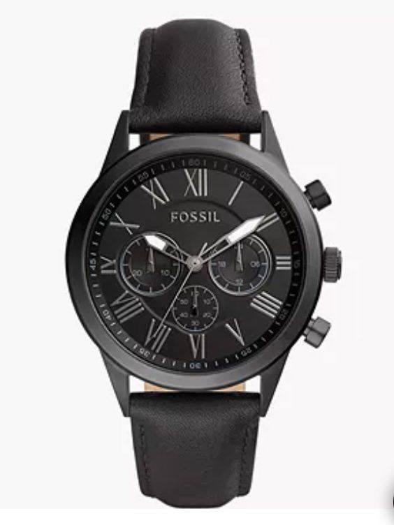 Flynn midsize chronograph cheap black leather watch