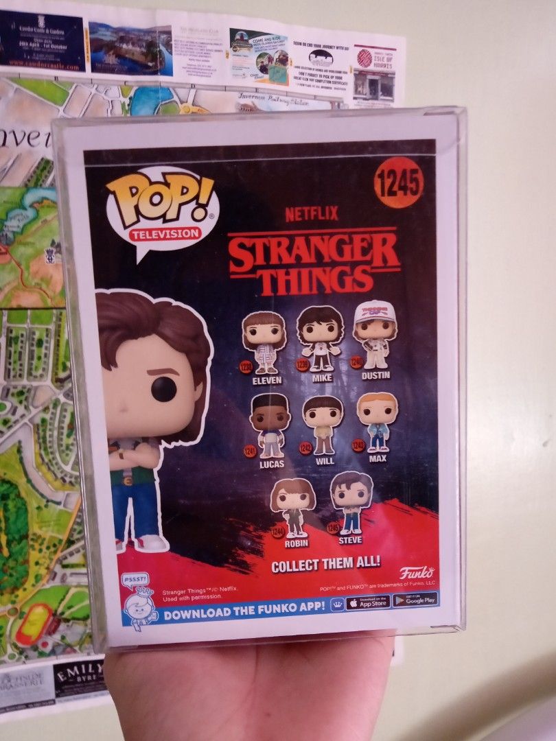 Funko Pop Stranger Things Steve (Category: Designer & Blind Box Toys) located in Bocaue. Submitted by blackmoon74 (Listing ID 1266265070, Image 3). Description: - Protector included - Collector's item. Still in good quality - Mode of payment: GCASH or COD (via Gogo Express) - Shipping fee not included - Main courier: Gogo Express Respect my Ad. Thank you so much! ✌️.