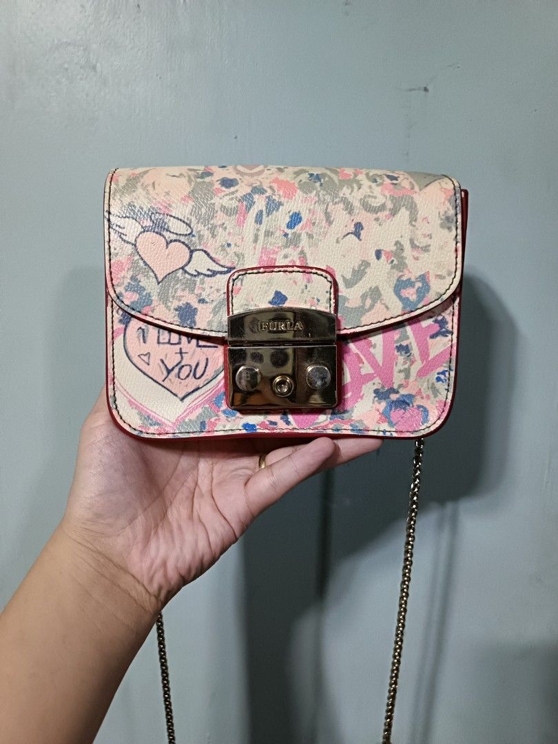 FURLA Metropolis graffiti chain cross body bag