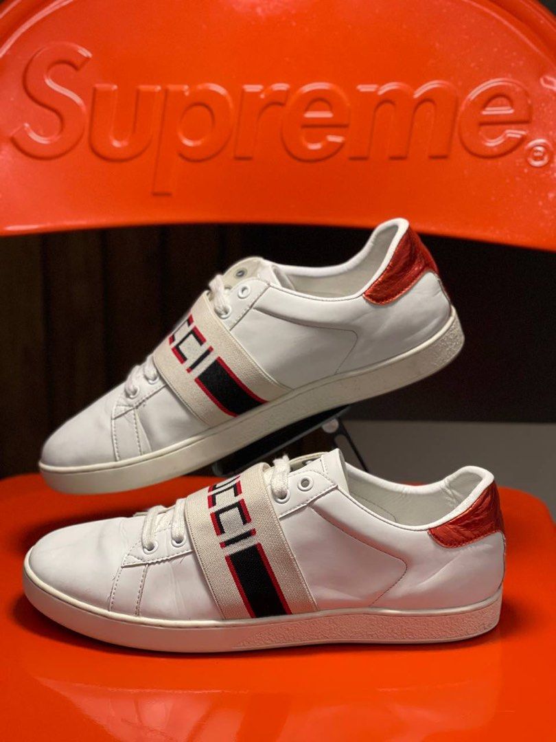 Gucci white new 2025 ace elastic band sneakers
