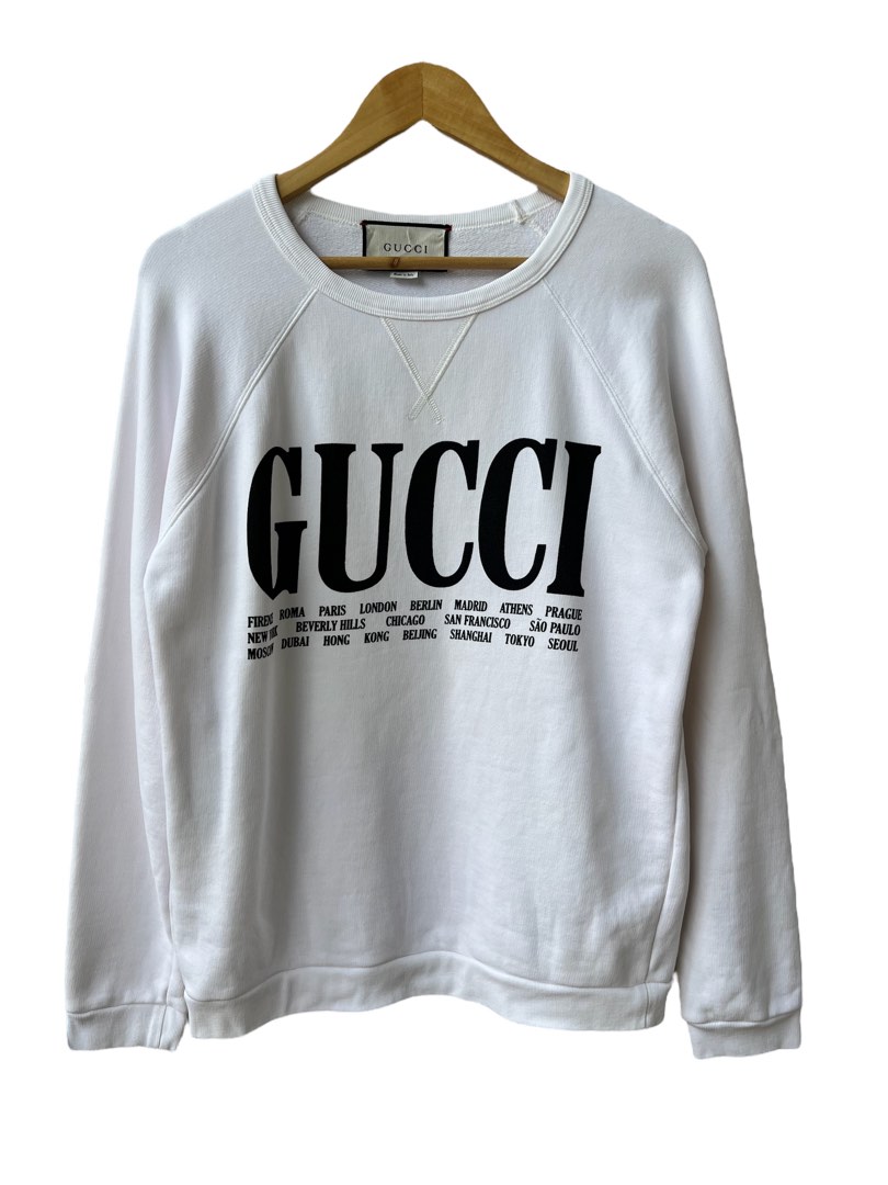 Gucci Off White Cities Printed Cotton Sweatshirt Luxury Apparel