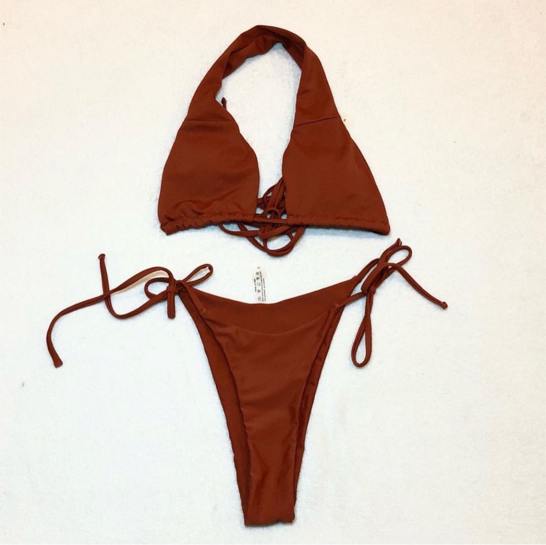 halter bikini in rust, Women's Fashion, Swimwear, Bikinis & Swimsuits ...