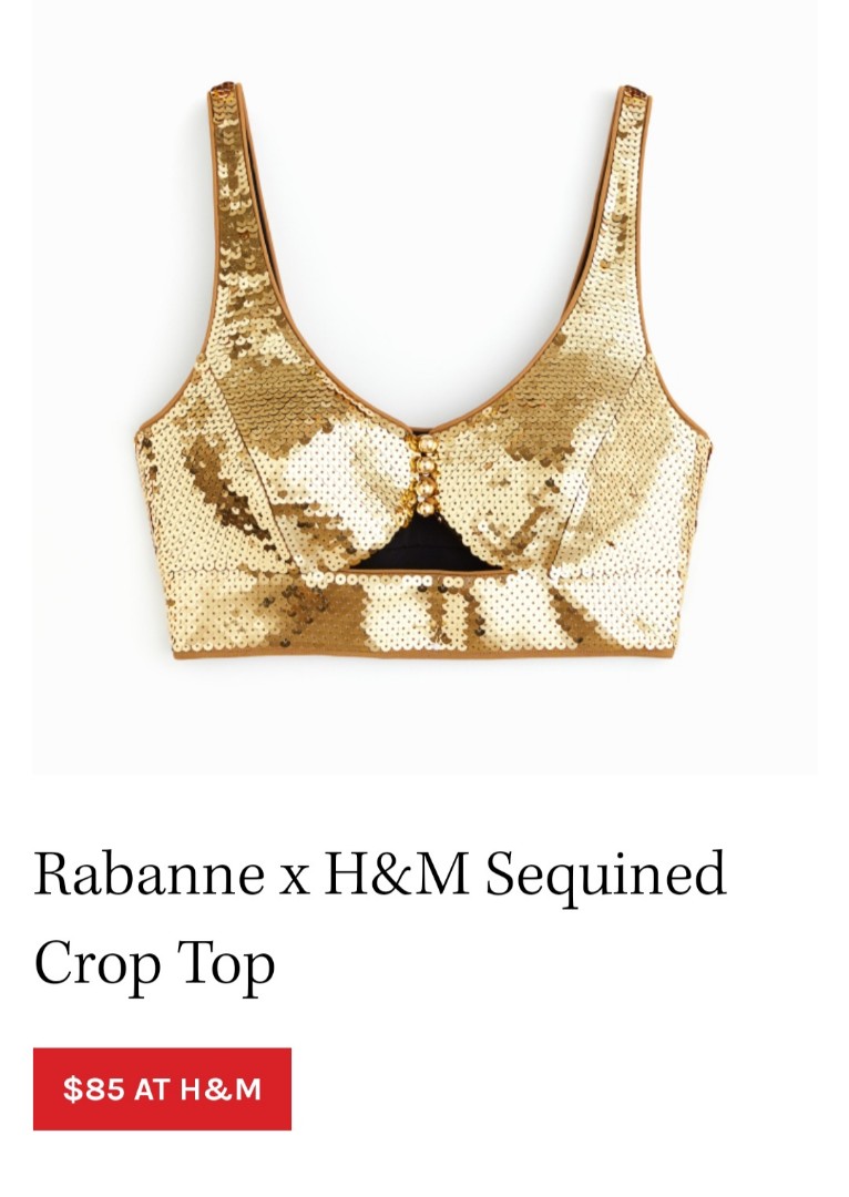 H&M Rabanne Gold Sequin Crop Top, Women's Fashion, Tops, Others Tops on  Carousell