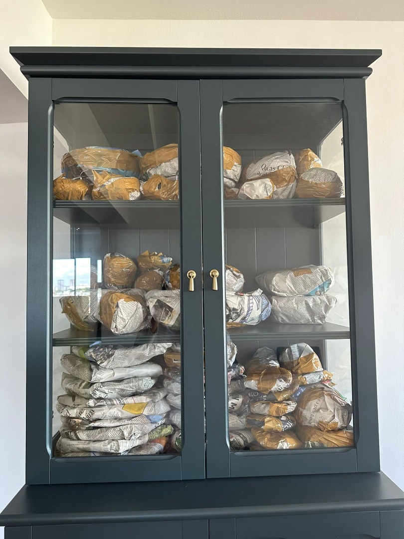 Ikea LOMMARP with glass doors, dark bluegreen), Furniture