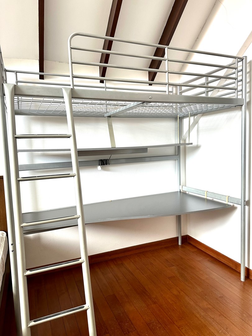 IKEA Loft Bed with Desk and Light, Furniture & Home Living, Furniture