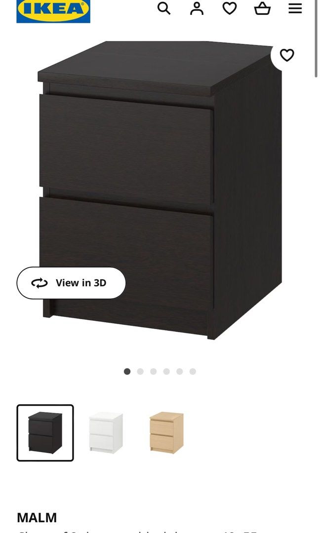 Ikea Malm blackbrown Bedside Table / chest, Furniture & Home Living