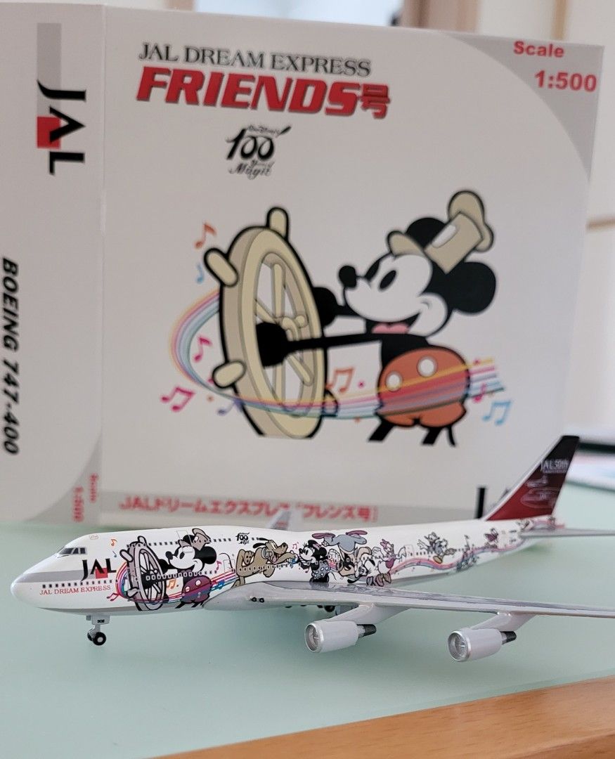 JAL Dream Express 飛機模型(Friends号) B747-400 scale 1:500 Mickey