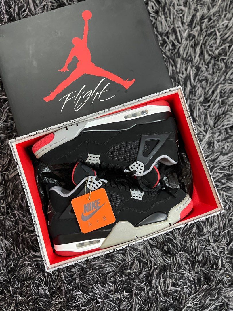Jordan 4 Bred Size 10 Men s Fashion Footwear Sneakers on