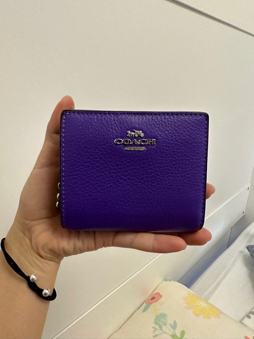 Purple coach top purse and wallet