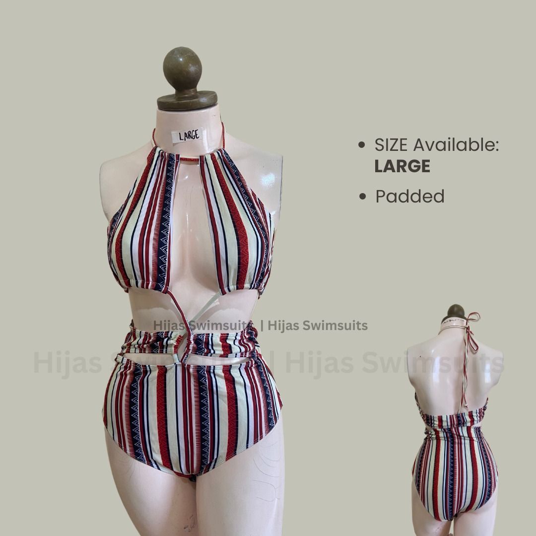 large zaful red stripes one piece Women s Fashion Swimwear