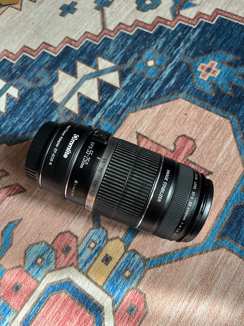 Lens EFS 55250mm + mount adapter EFEOS R, Photography, Cameras on