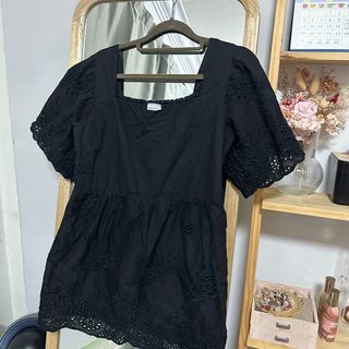 Le.Talea Babydoll Eyelet Embroidered Top