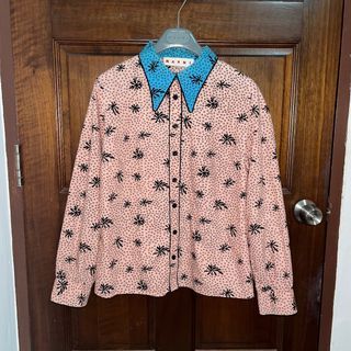Marni Light Pink & Blue Printed Shirt Top Sz 44