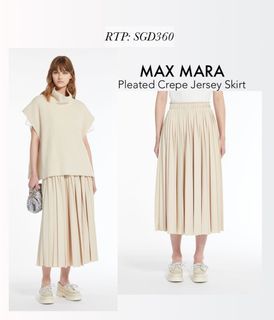 MAX MARA pleated crepe jersey skirt beige pink