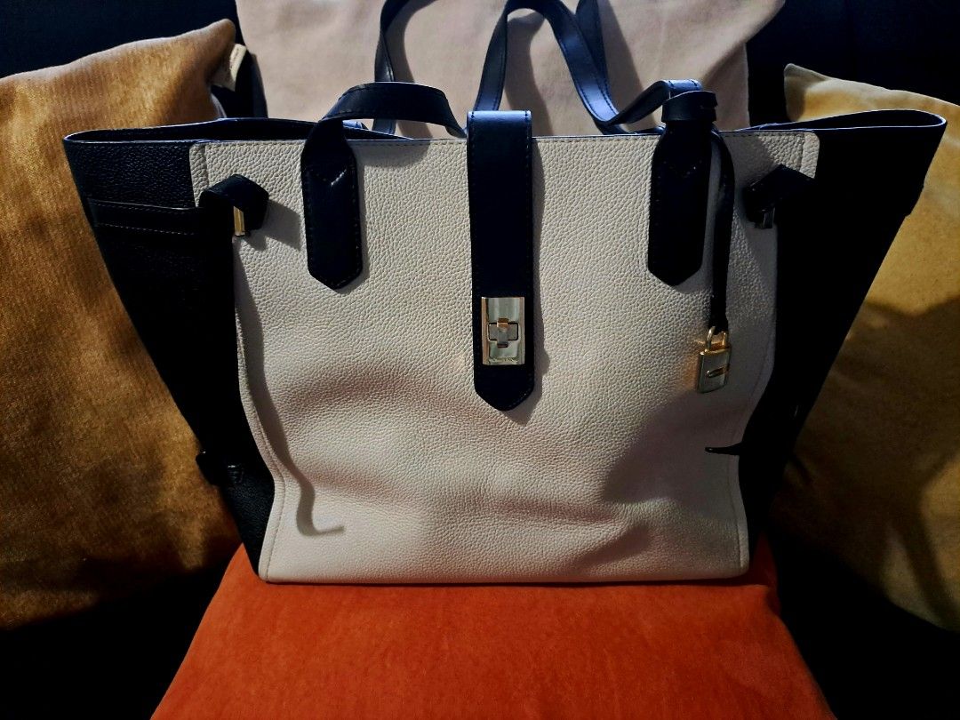 MICHAEL KORS TOTE BAG CASSIE VANILLA BLACK Luxury Bags Wallets