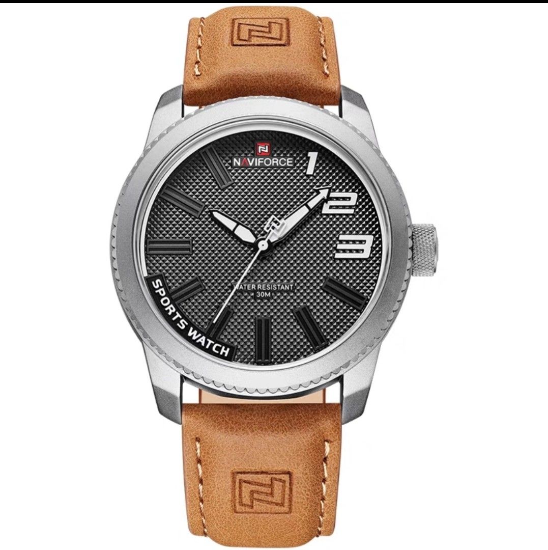 Naviforce 9202 Men Rugged Military Outdoor Sports Watch. Quartz movement. Leather strap 30m water resistant. 44mm case similar to Panerai size