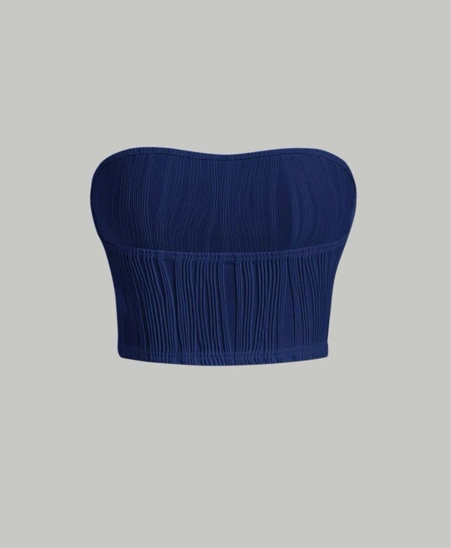 Navy Blue Tube Top, Women's Fashion, Tops, Sleeveless on Carousell
