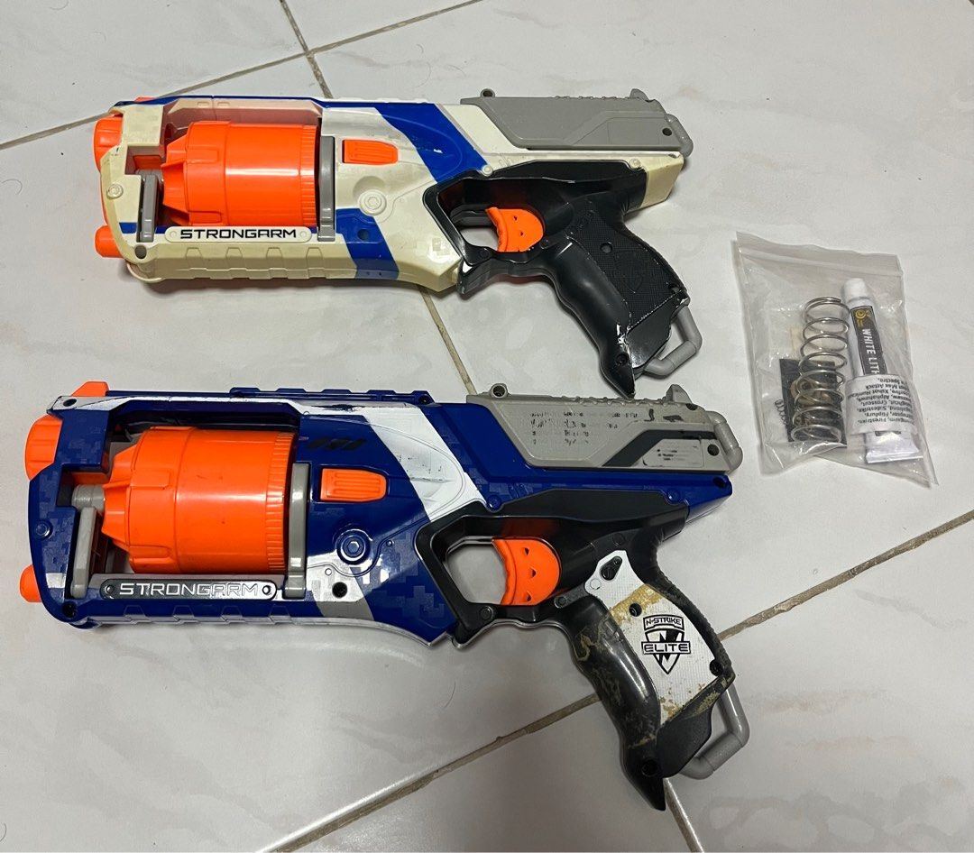 NERF STRONGARM BLASTERS WITH ORANGE MOD WORKS 7KG SPRING, Hobbies ...