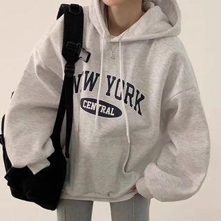 美式復古New York字母大學T / 學院風LA寬鬆衛衣 / 北美刺繡長袖上衣DAILYJOU帽T / 大尺碼AWAB