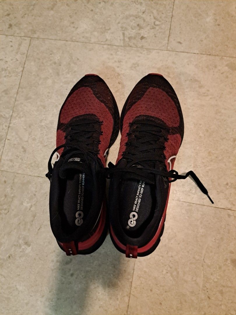 Nike React Infinity Run Flyknit 2 Black Gym Red Bred CT2357 006 US11.5 Men s