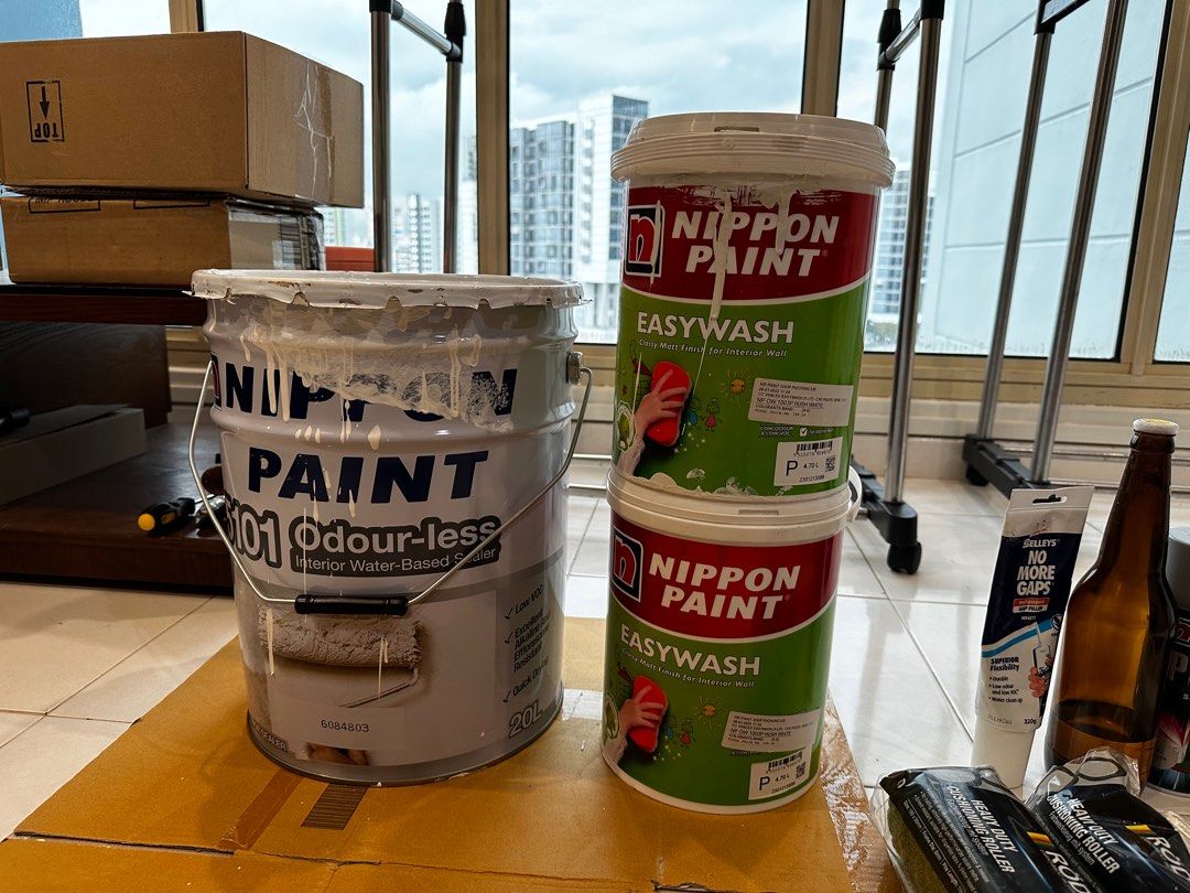 Nippon paint white sealer and hush white paint, Furniture & Home Living