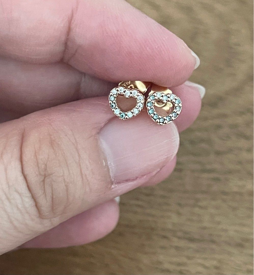 Pandora Open Heart Stud Earrings Rose Gold Plated