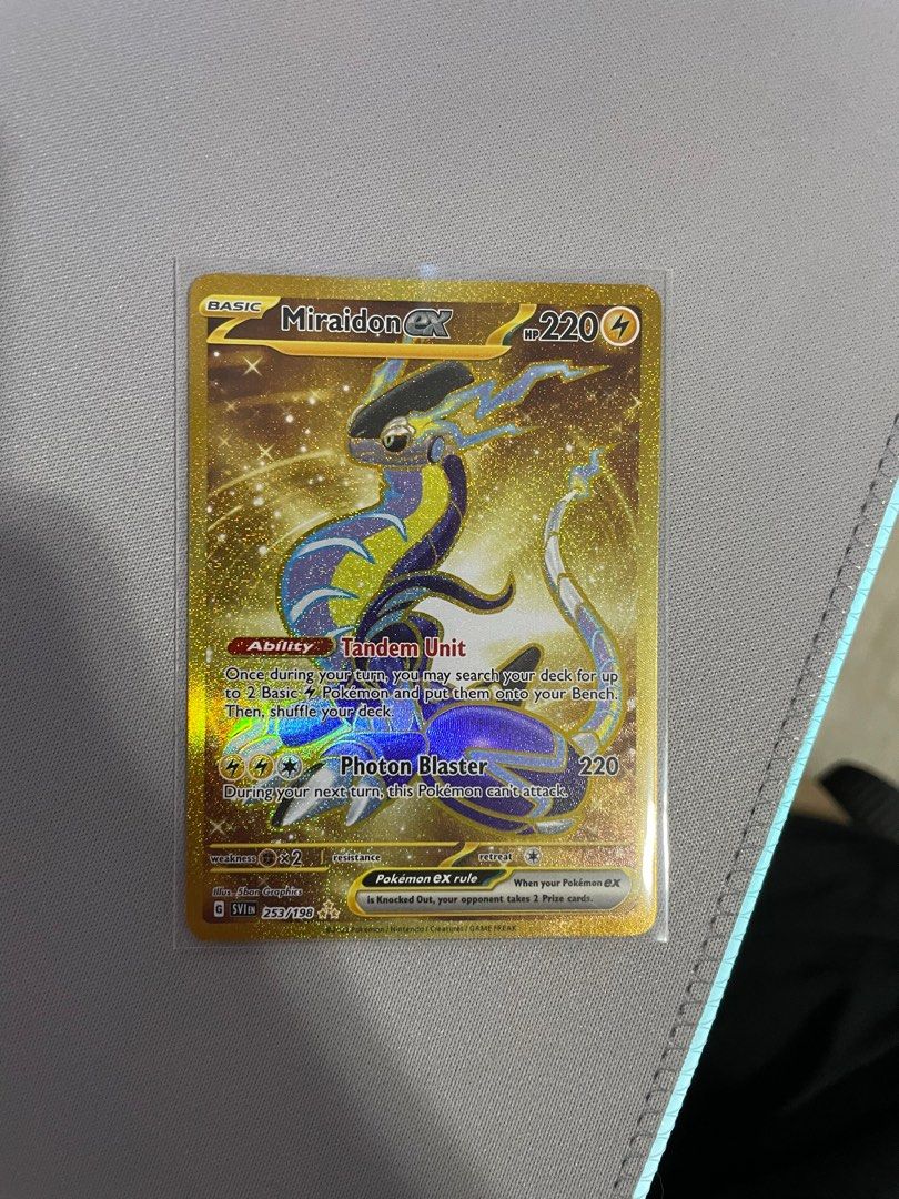 Pokémon SV1 Miraidon ex gold 253/198, Hobbies & Toys, Toys & Games on  Carousell