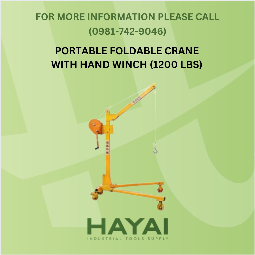 PORTABLE FOLDABLE CRANE with HAND WINCH (1200 LBS), Commercial