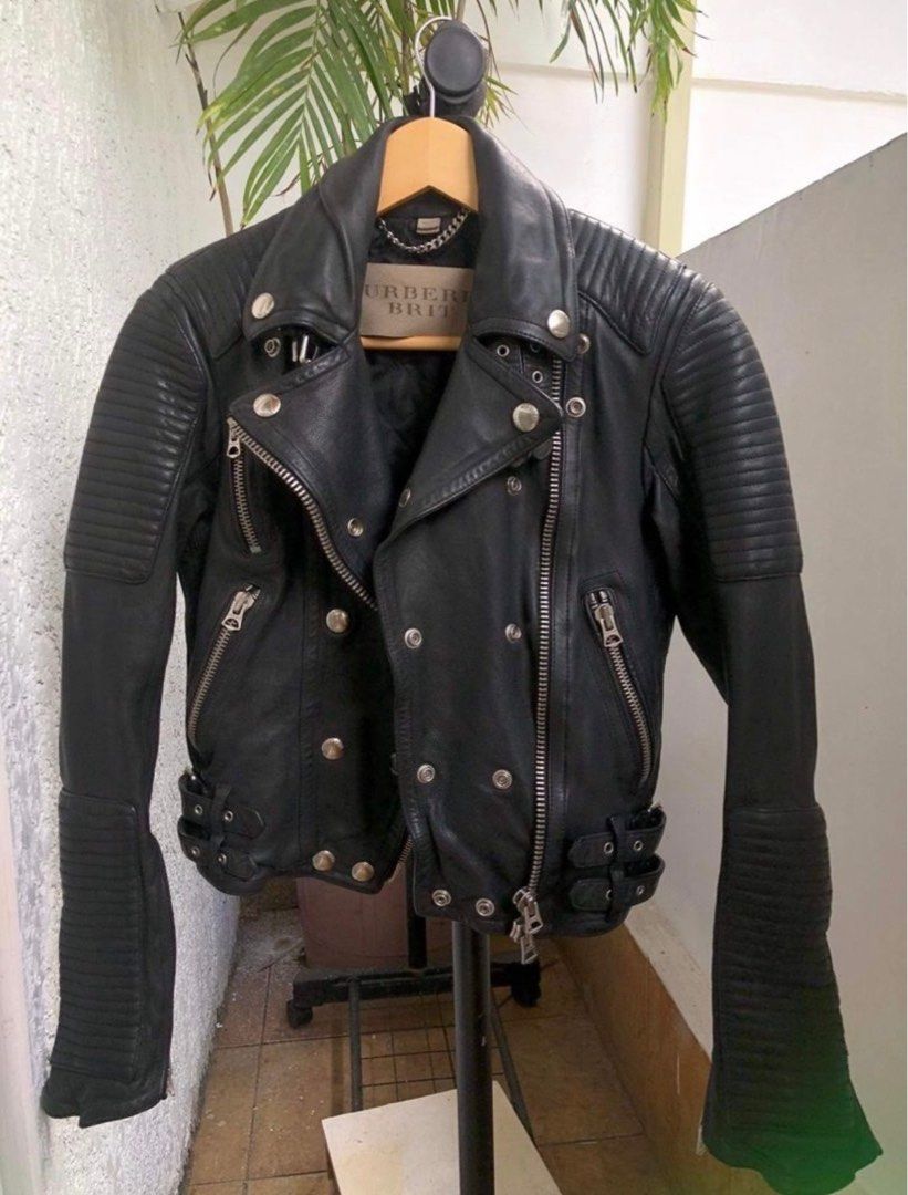 Burberry brit leather jacket top mens