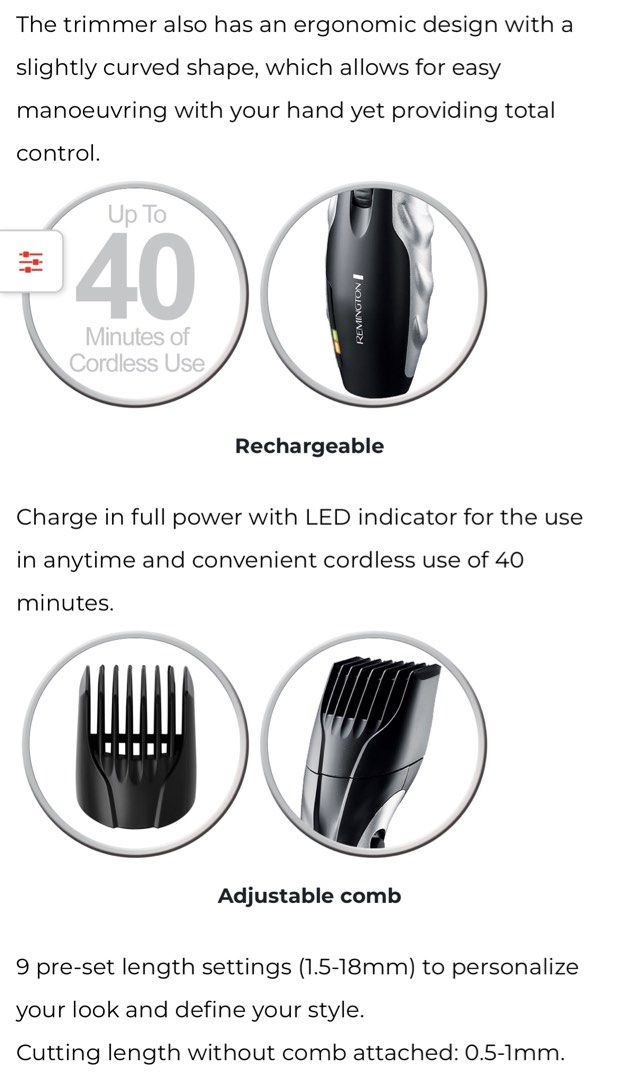 REMINGTON Barba Beard Trimmer MB320C, Beauty & Personal Care, Face