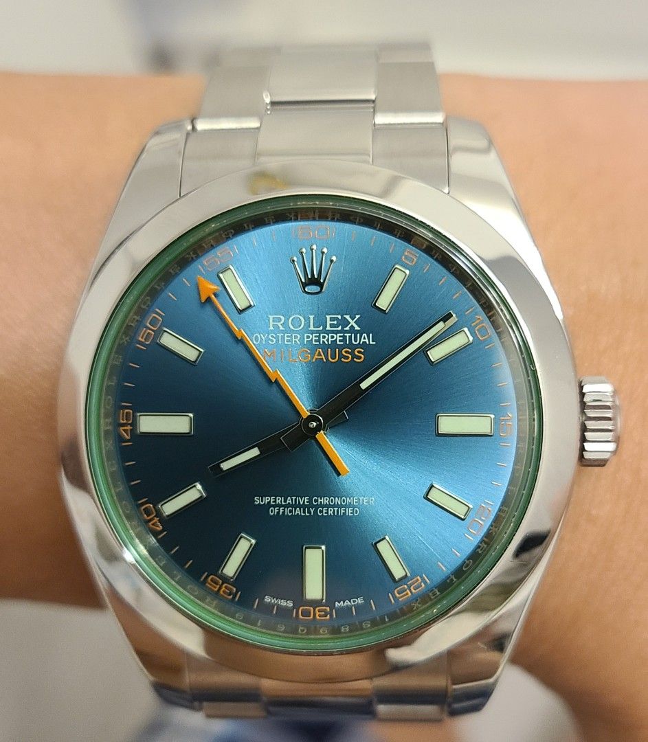 Rolex Milgauss 116400 Blue Face, 名牌, 手錶- Carousell
