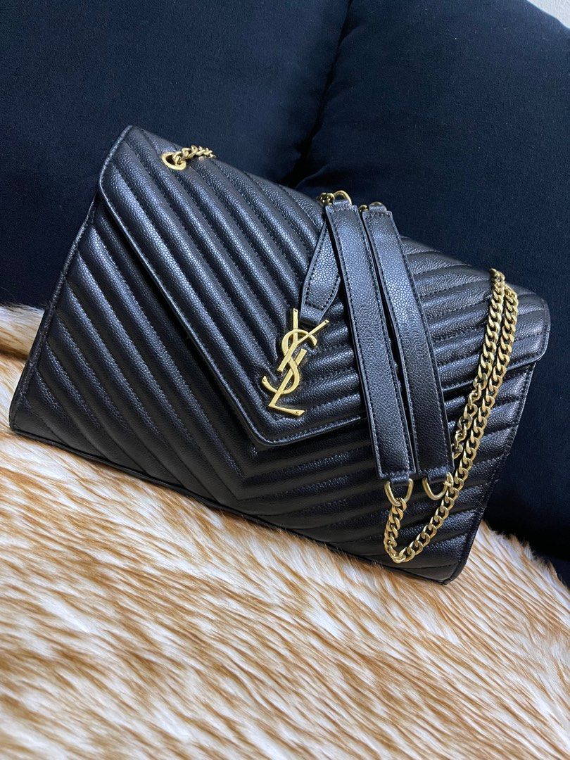 Saint Laurent Paris Black Matelasse Leather Shoulder Bag