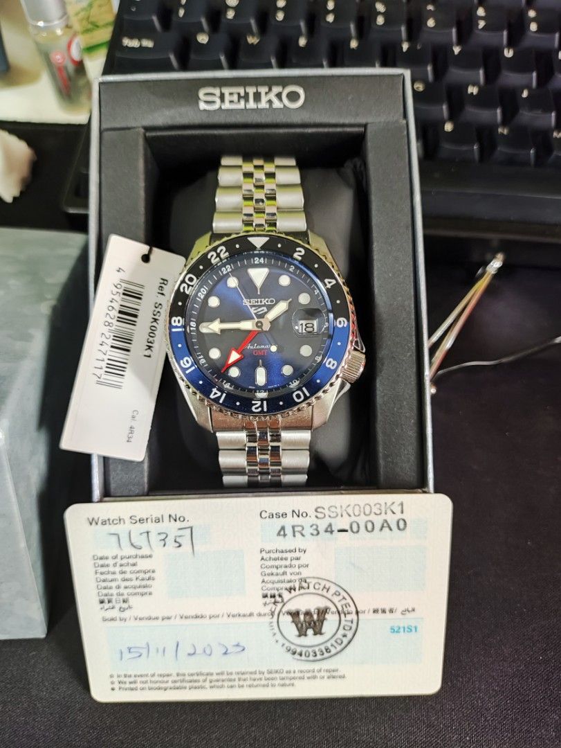 Seiko 5 GMT SSK003 Blueberry Brand New Official Local Dealer set