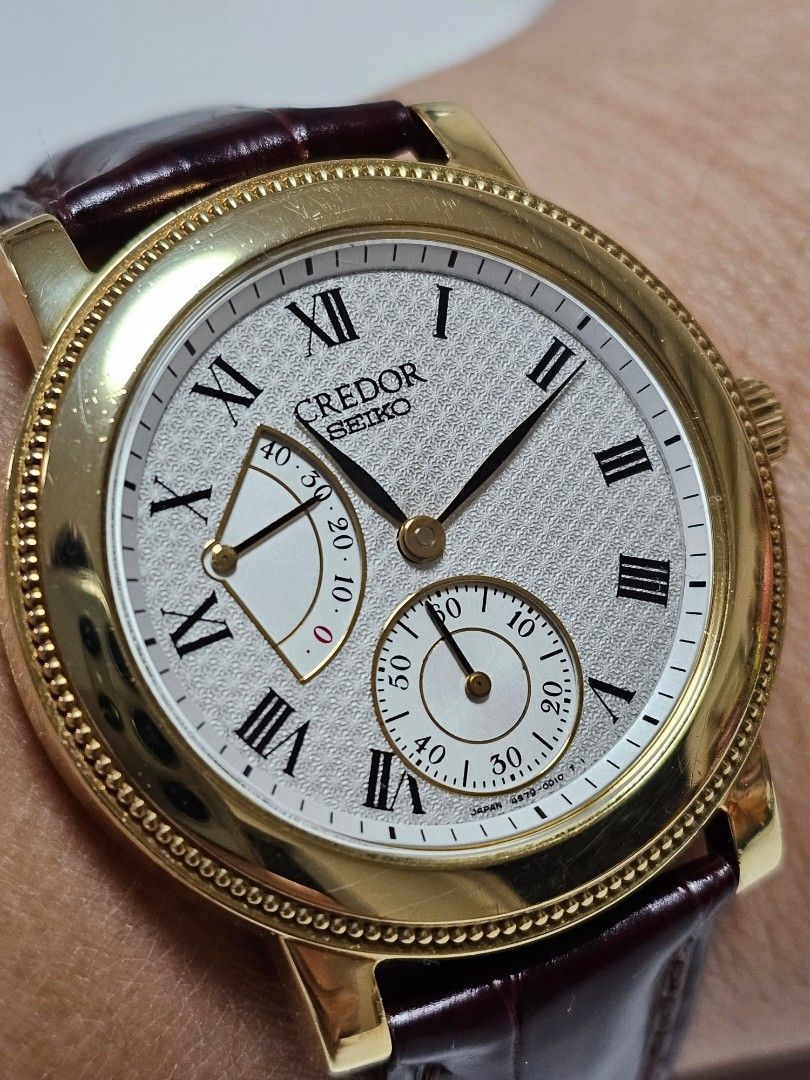 Seiko Credor 貴朵18K 實金黃金37MM 手動發條機械手錶, 名牌, 手錶
