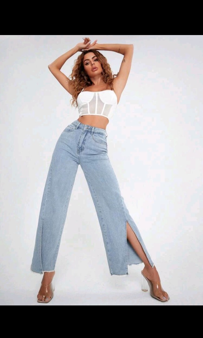 SHEIN Essnce wide leg jeans, Women's Fashion, Bottoms, Jeans