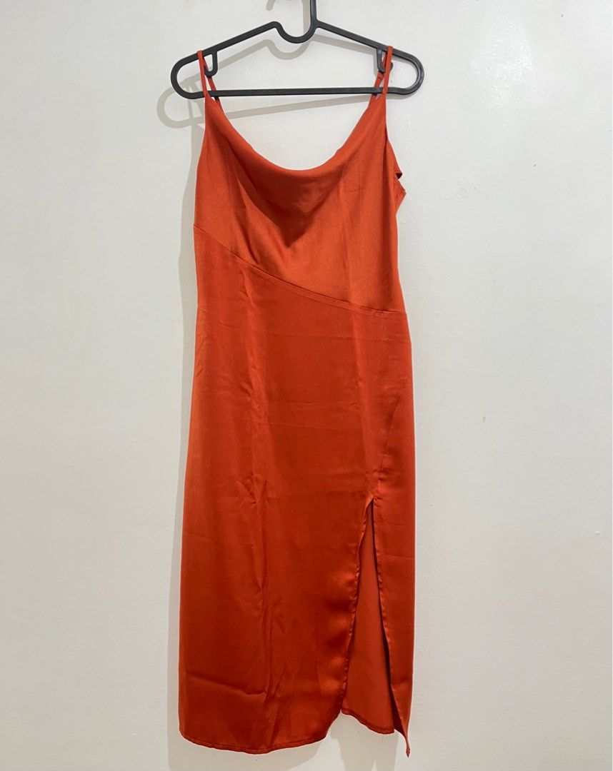 shein satin cami dress (Category: Dresses) located in Mandaluyong City. Submitted by declutterwitheway (Listing ID 1266339066, Image 3). Description: used once for a special occassion bought at P600 plus, selling for P400 flattering on S-M but more on M :) pls dm for when worn color is burnt orange or rust.