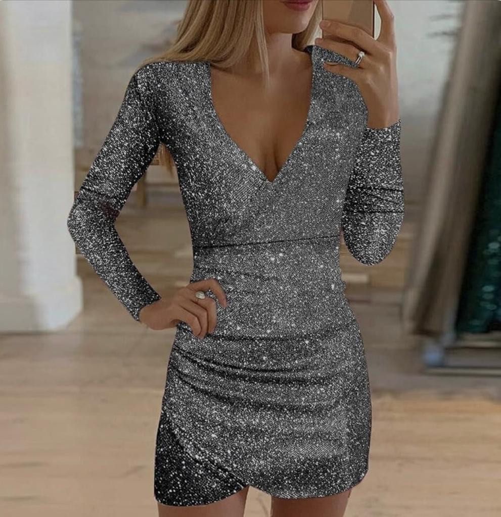 Silver Glitter dress, Women's Fashion, Dresses & Sets, Dresses on Carousell