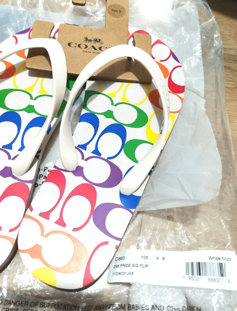 Coach rainbow flip flops store