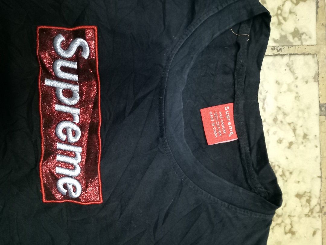 Black supreme t shirt red box logo outlet