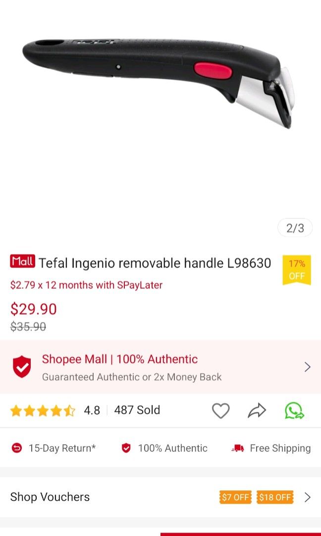 Tefal ingenio removable handle, Furniture & Home Living, Kitchenware