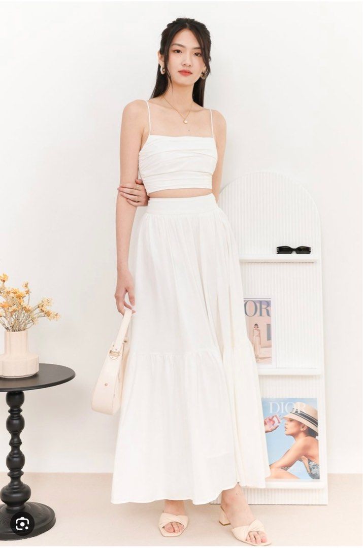 chinese dress ladies Sofia White Voile Tiered Maxi Dress  KanDy Coast