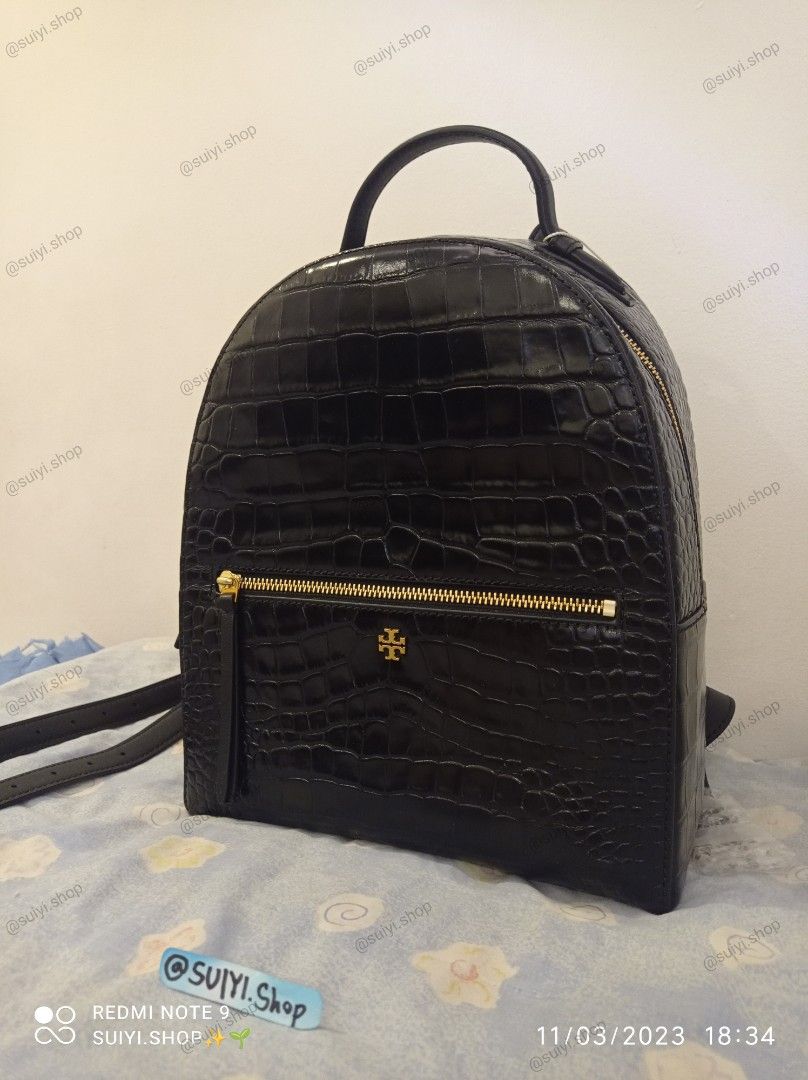 TORY BURCH Croc embossed Mini Backpack 50702 0718 Black. Luxury Bags Wallets on Carousell