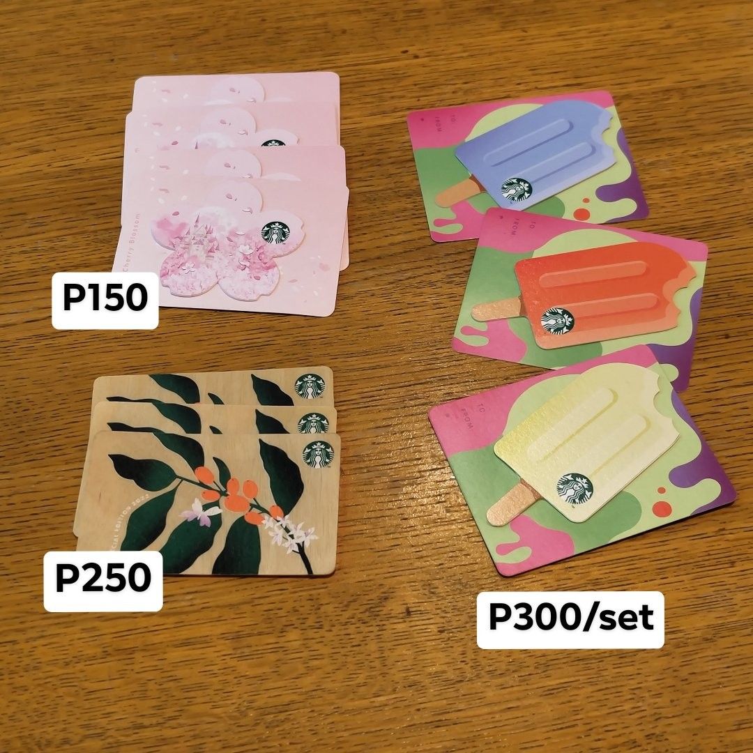 Unregistered Starbucks Cards (empty load) (Category: Vouchers) located in Quezon City. Submitted by jetjetph (Listing ID 1266276792, Image 2). Description: starts at P100. check each photo for prices. These cards has empty load. Unregistered, reloadable, usable, and pin intact..