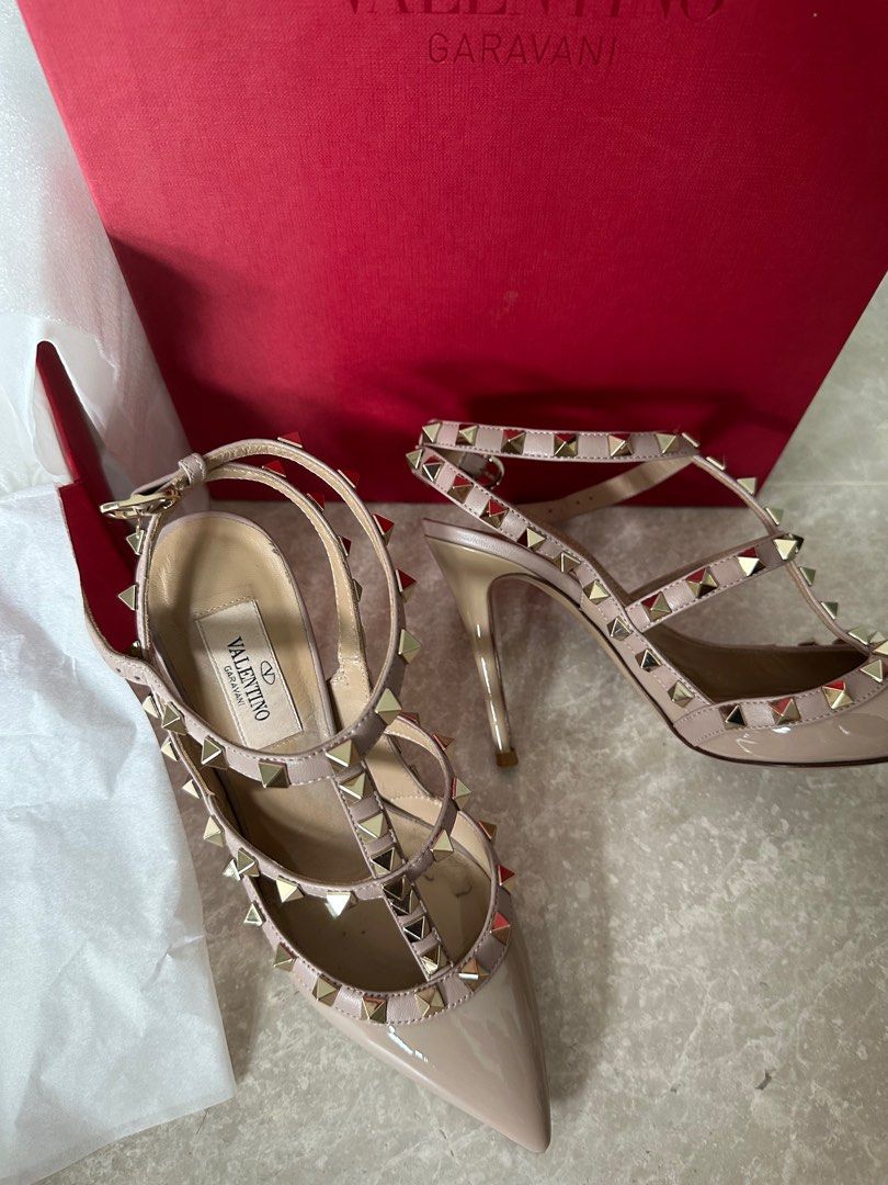 Valentino Patent Rockstud Caged Pump 100mm