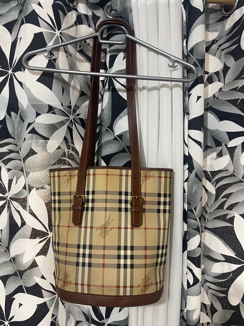 Vintage 2000s Burberry Leather Bucket Shoulder Bag