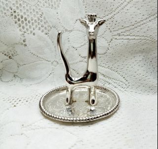 Vintage Giraffe silver plated ring holder
