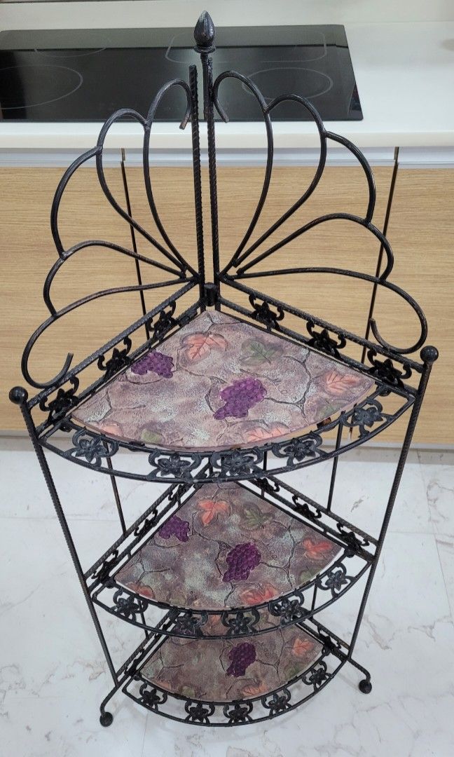 Vintage Rustic Cast Iron Corner Shelf Rack, Furniture & Home Living