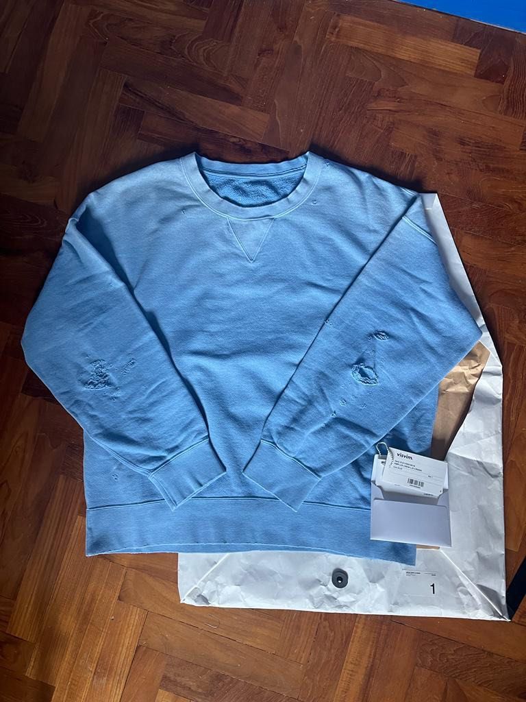 Visvim 21ss Amplus Crew l/s crash, 名牌, 服裝- Carousell