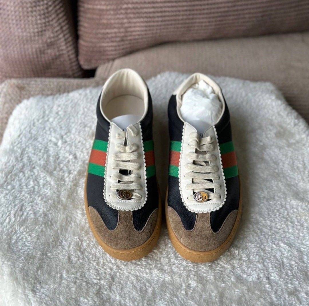 G74 leather clearance sneaker with web